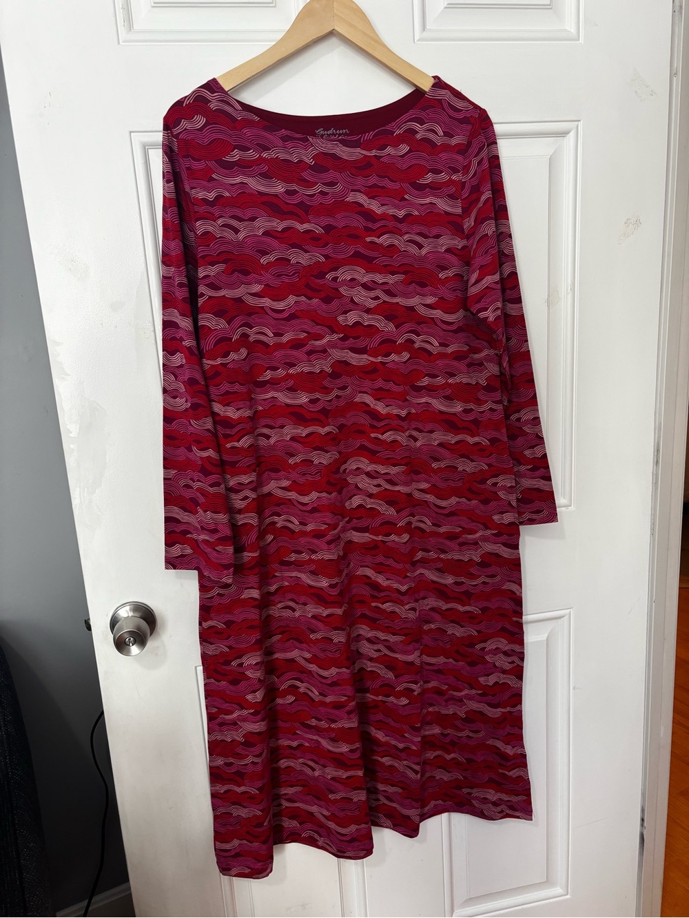 NWOT Gudrun Sjoden magenta long sleeve dress pockets organic pink red midi large
